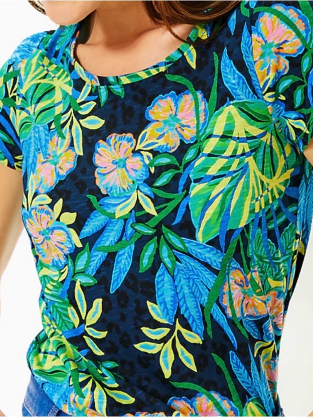 NWT Lilly Pulitzer Scoop-Neck Etta Tee Size Large Multi Hottest Spot